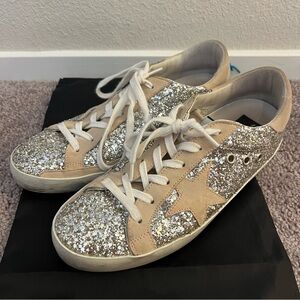 GOLDEN GOOSE Superstar Low Top Sneakers Glitter and Pink Suede Size 39
